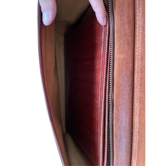 Jack George Womens Brown Leather Adjustable Strap Crossbody Briefcase - Picture 6 of 12